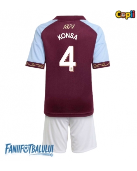 Aston Villa Ezri Konsa #4 Echipament de Fotbal Replică 2025-26 Copii Acasa (+ Șorturi)